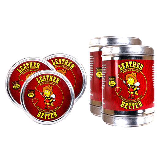 2 large 1kg tubs and 3 small 150g cans of Leather better cans