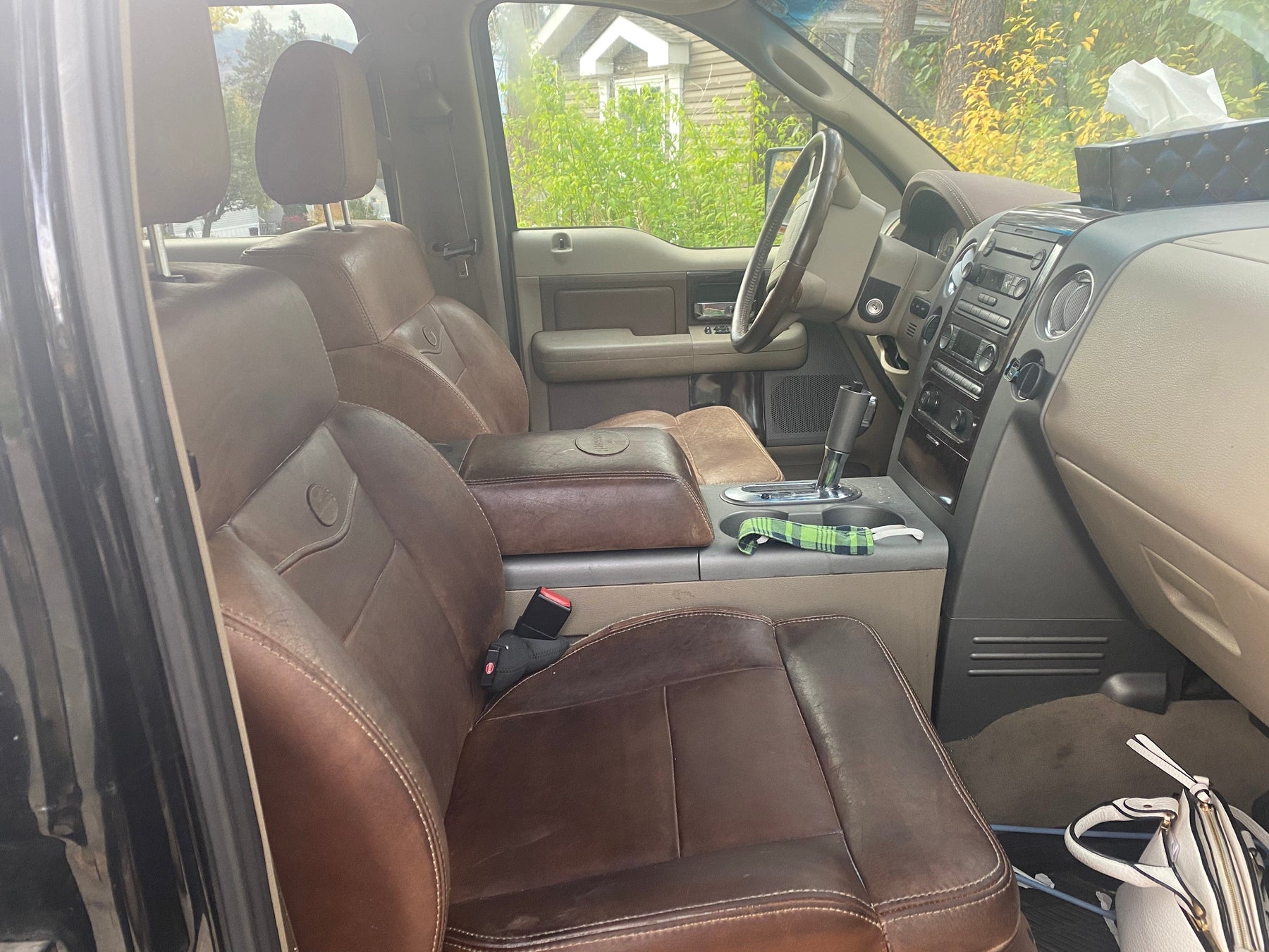 King Ranch car seats after being treated with Leather Better. Customer, Joanne's five star review: "Used this on my truck seats. It did darken the seats but it did take quite a bit of product so get the big container.
Overall happy with the product and would buy again."