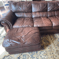 Load image into Gallery viewer, Chocolate brown leather couch after being treated with Leather Better. Customer, Lisa's five star review: "This cream is like magic! I told my husband it felt like I was giving our old leather couch a big drink of water. Thank you for giving our couch a make-over. I am thrilled and will be ordering your largest container next time!!!?"