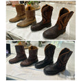 Load image into Gallery viewer, A split image of two pairs of boots. Top is prior to treatment and bottom is after being treated with Leather Better.