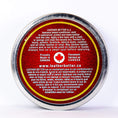 Load image into Gallery viewer, The bottom of the Leather Better tin's label.