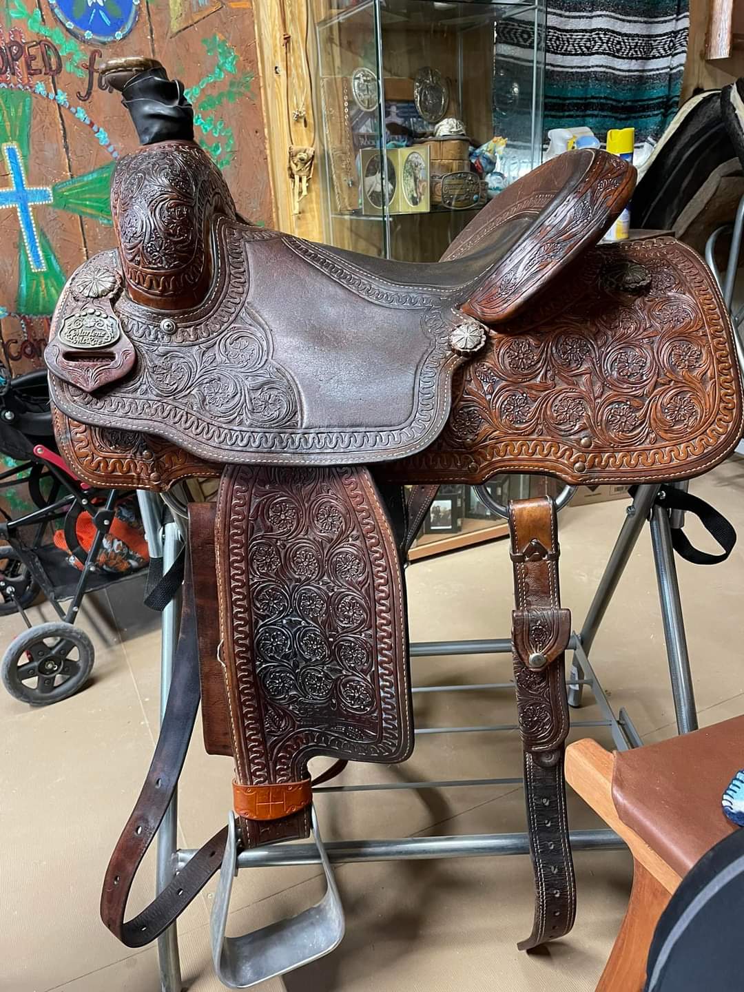 A western saddle after being treated with Leather Better.