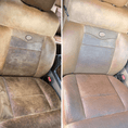 Load image into Gallery viewer, A split image displaying King Ranch truck seats before and after being treated with Leather Better. A dramatic difference: clean, refreshed, and scratches are gone.
